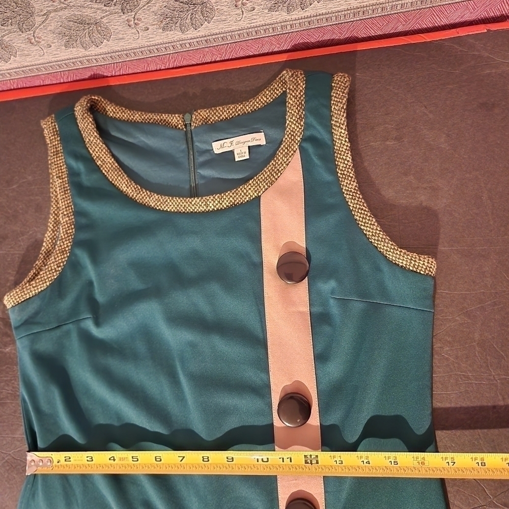 M.F. Designer Paris Colorblock Dress Zip Back Size L Vintage (see all pictures) - Picture 10 of 12